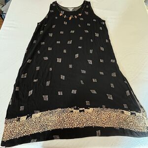BOP Black Rayon Sleeveless Long Maxi Dress Plus Size 5X Tunic Leopard